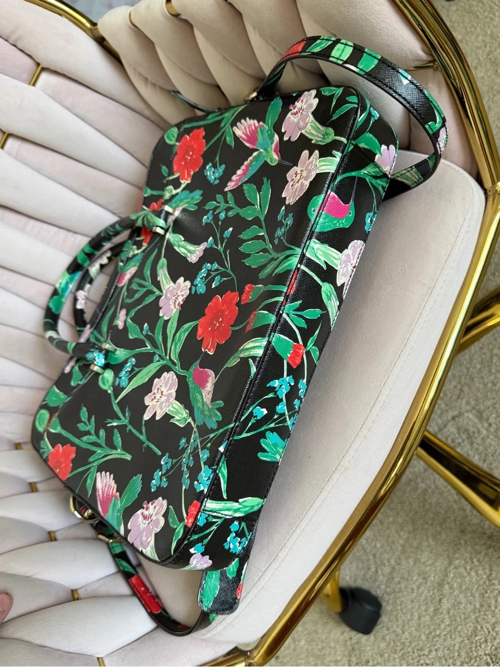 ⭐️FREE SHIPPING⭐️ kate spade Black Floral Hummingbird Satchel
